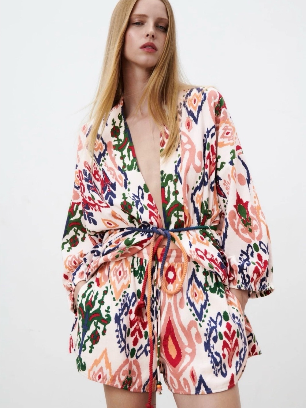 Zara Multicolor Hanoi Tie-Waist Kimono
